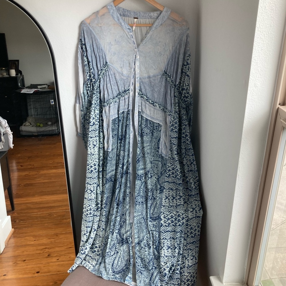 Free People Oh My Mix Print Long Sleeve Maxi Dress M - Picture 2 of 14